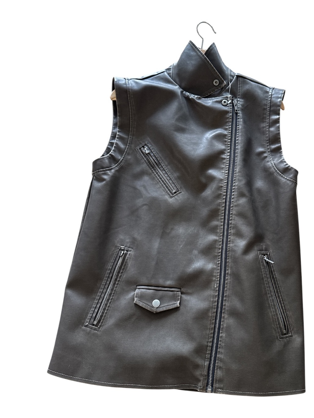 wild fable Black Faux Leather Sleeveless Moto Dress